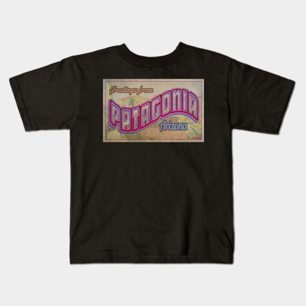 Greetings from Patagonia, Arizona Kids T-Shirt by Nuttshaw Studios